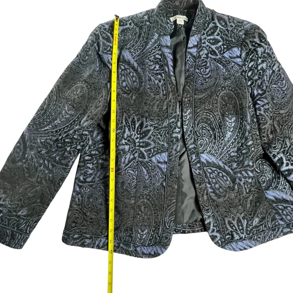 Coldwater Creek Paisley Jacquard Blazer L 14-16‎ Black Blue Jacket